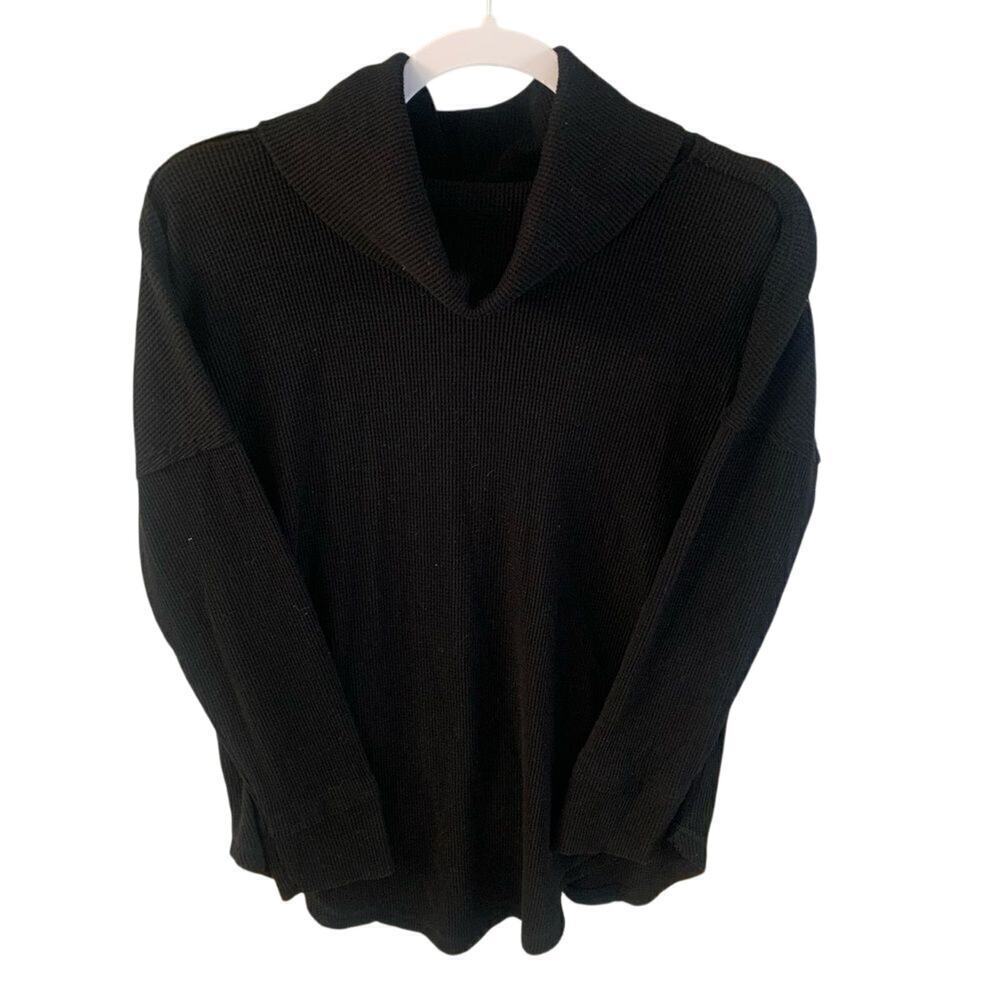 Maeve Anthropologie Ribbed Cowl Neck Pullover Sweater In Black Size Small